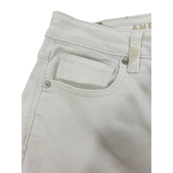 American Eagle Women’s White Jeans 8 Regular Ankle Tapered Stretch Mom Jean Logo - Picture 16 of 16